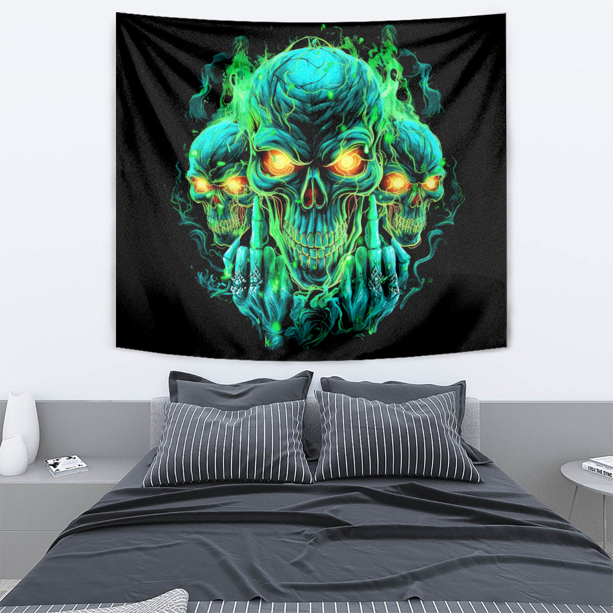 Flame Skull Tapestry Fuck You You Fuckin Fuck - Wonder Print Shop