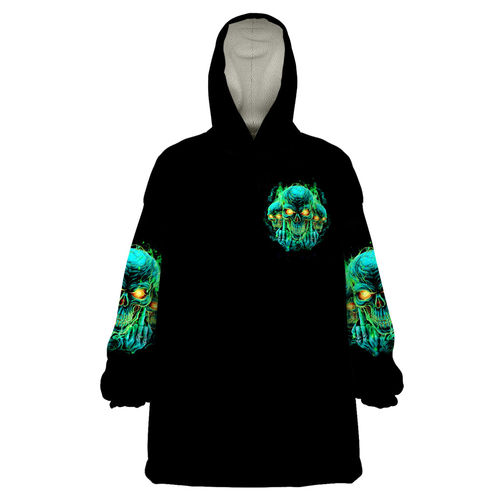 Flame Skull Wearable Blanket Hoodie Fuck You You Fuckin Fuck - Wonder Print Shop