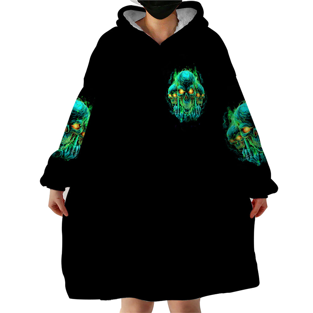 Flame Skull Wearable Blanket Hoodie Fuck You You Fuckin Fuck - Wonder Print Shop