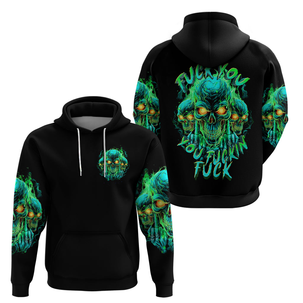 Flame Skull Zip Hoodie Fuck You You Fuckin Fuck - Wonder Print Shop