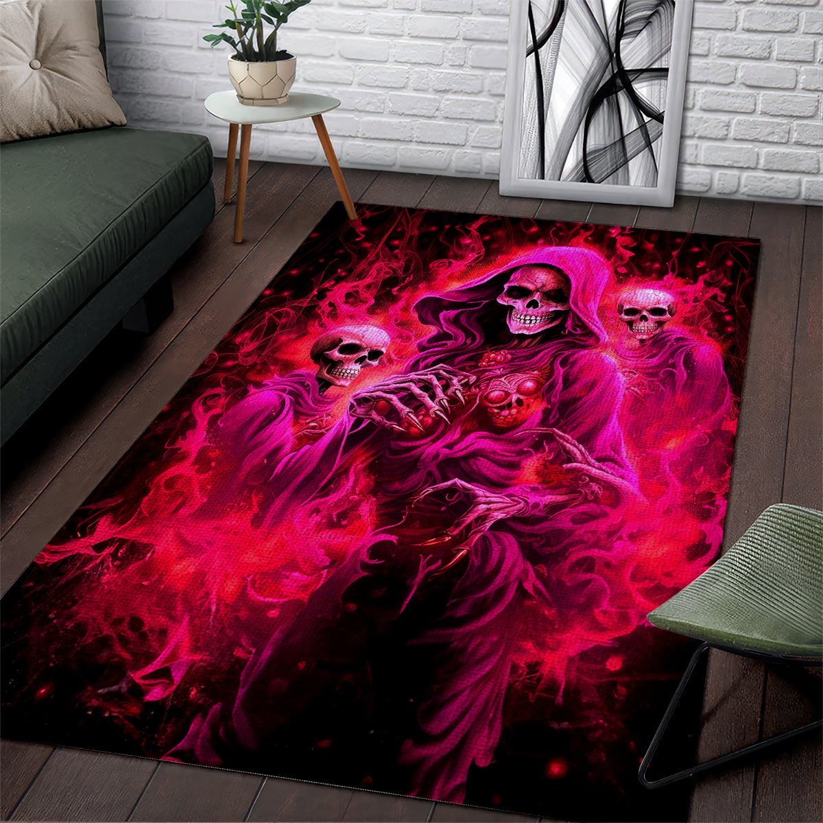 Flame Skull Area Rug I Have 3 Sides Quite Sweet Funny Crazy And The Side You Never See - Wonder Print Shop