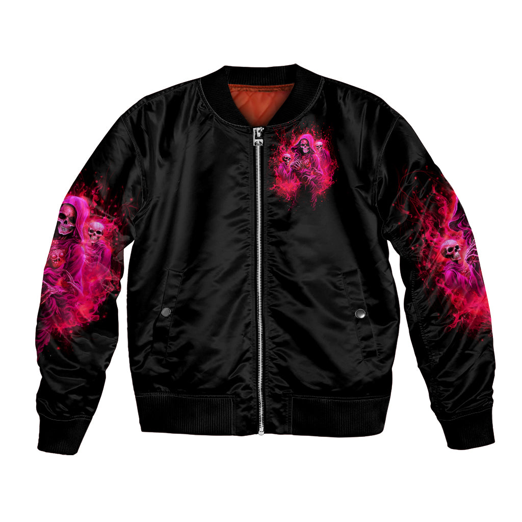 Flame Skull Bomber Jacket I Have 3 Sides Quite Sweet Funny Crazy And The Side You Never See - Wonder Print Shop