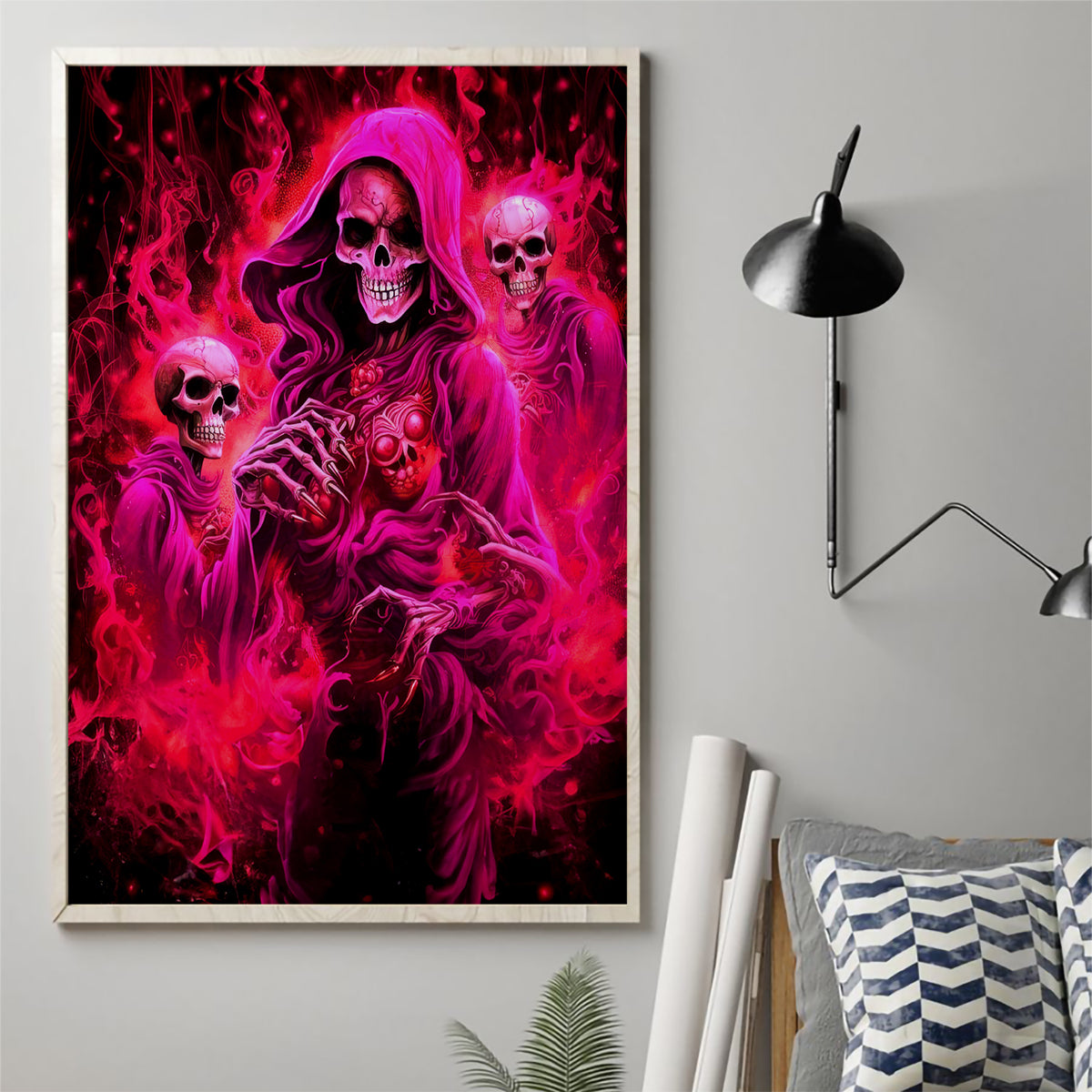 Flame Skull Canvas Wall Art I Have 3 Sides Quite Sweet Funny Crazy And The Side You Never See - Wonder Print Shop