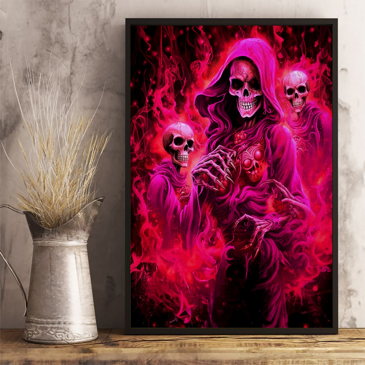 Flame Skull Canvas Wall Art I Have 3 Sides Quite Sweet Funny Crazy And The Side You Never See - Wonder Print Shop
