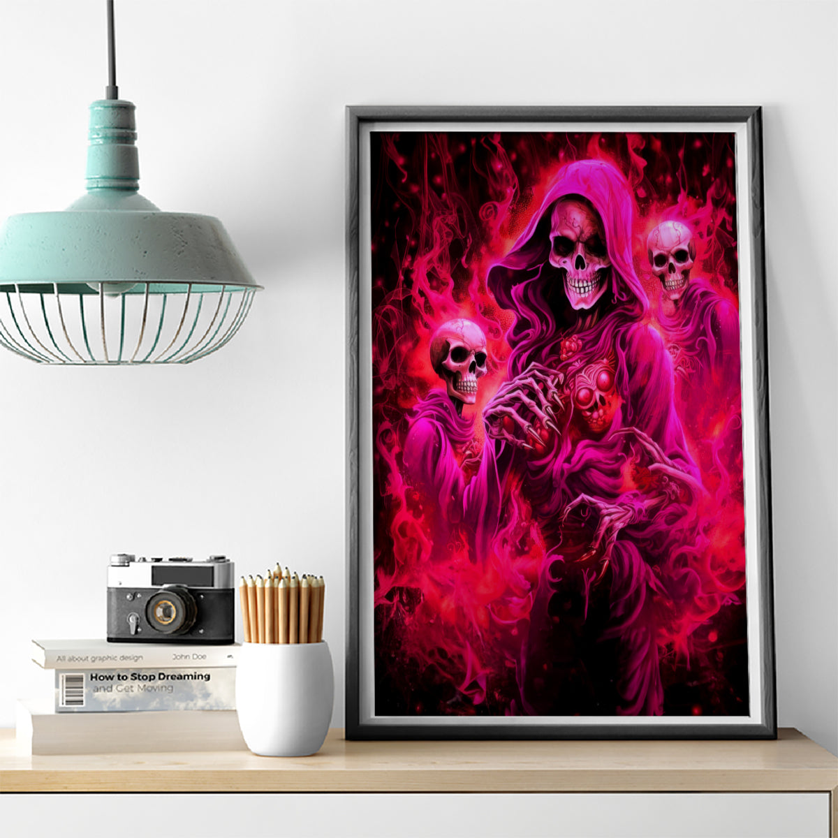 Flame Skull Canvas Wall Art I Have 3 Sides Quite Sweet Funny Crazy And The Side You Never See - Wonder Print Shop
