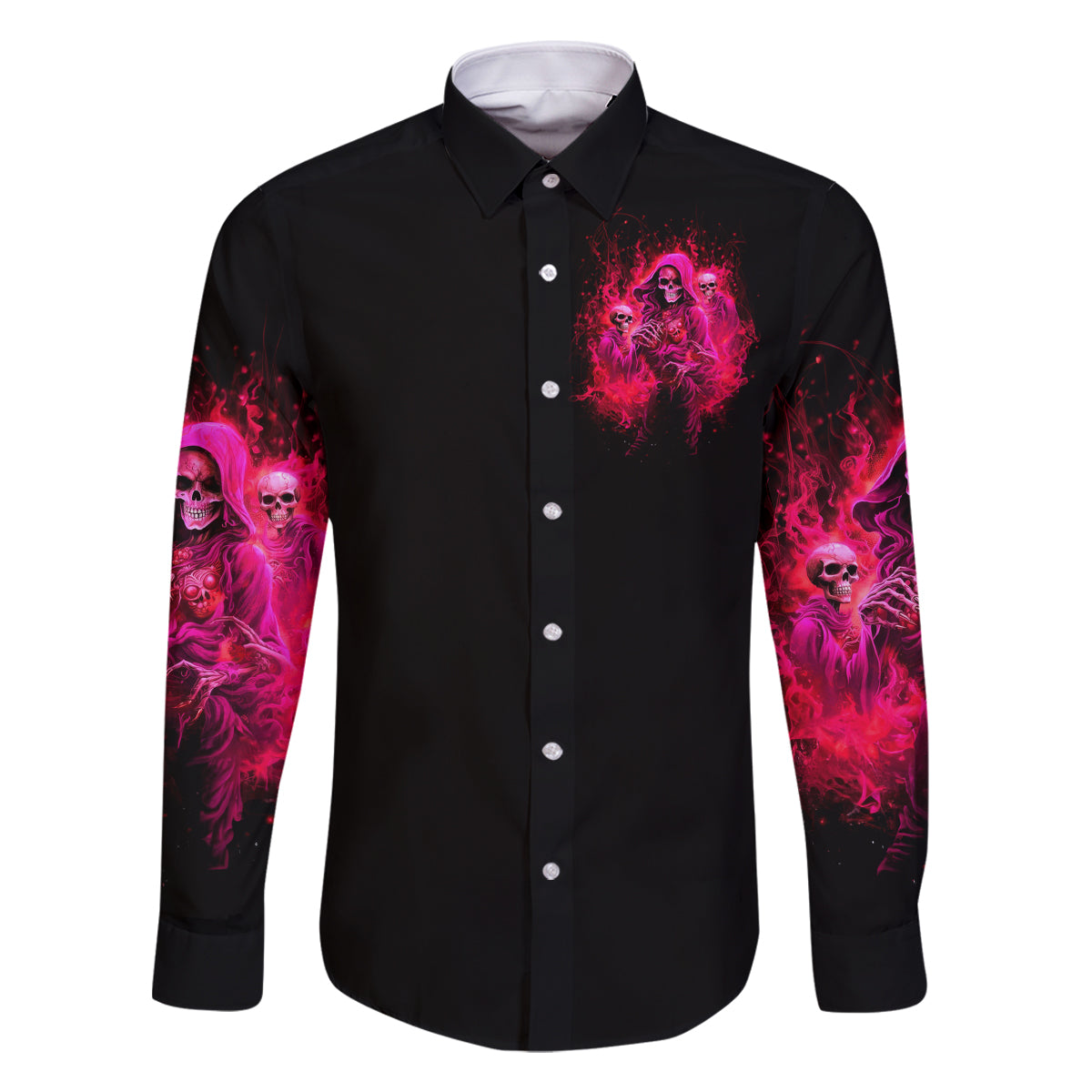 Flame Skull Family Matching Mermaid Dress and Hawaiian Shirt I Have 3 Sides Quite Sweet Funny Crazy And The Side You Never See - Wonder Print Shop