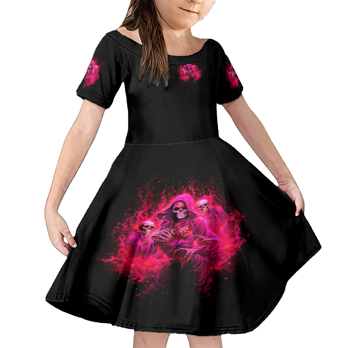 Flame Skull Family Matching Off Shoulder Short Dress and Hawaiian Shirt I Have 3 Sides Quite Sweet Funny Crazy And The Side You Never See - Wonder Print Shop