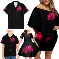 Flame Skull Family Matching Off Shoulder Short Dress and Hawaiian Shirt I Have 3 Sides Quite Sweet Funny Crazy And The Side You Never See - Wonder Print Shop