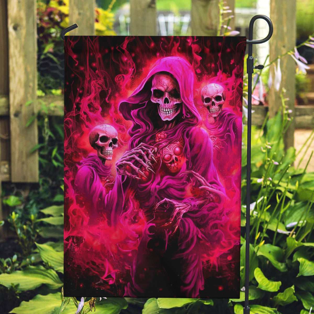 Flame Skull Garden Flag I Have 3 Sides Quite Sweet Funny Crazy And The Side You Never See - Wonder Print Shop