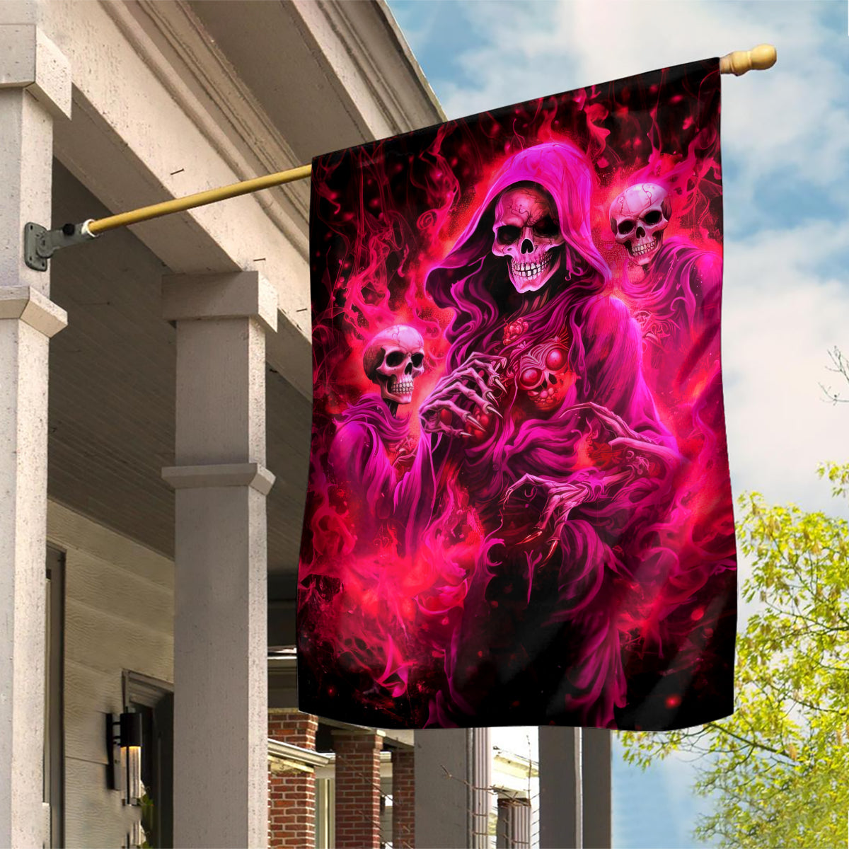 Flame Skull Garden Flag I Have 3 Sides Quite Sweet Funny Crazy And The Side You Never See - Wonder Print Shop