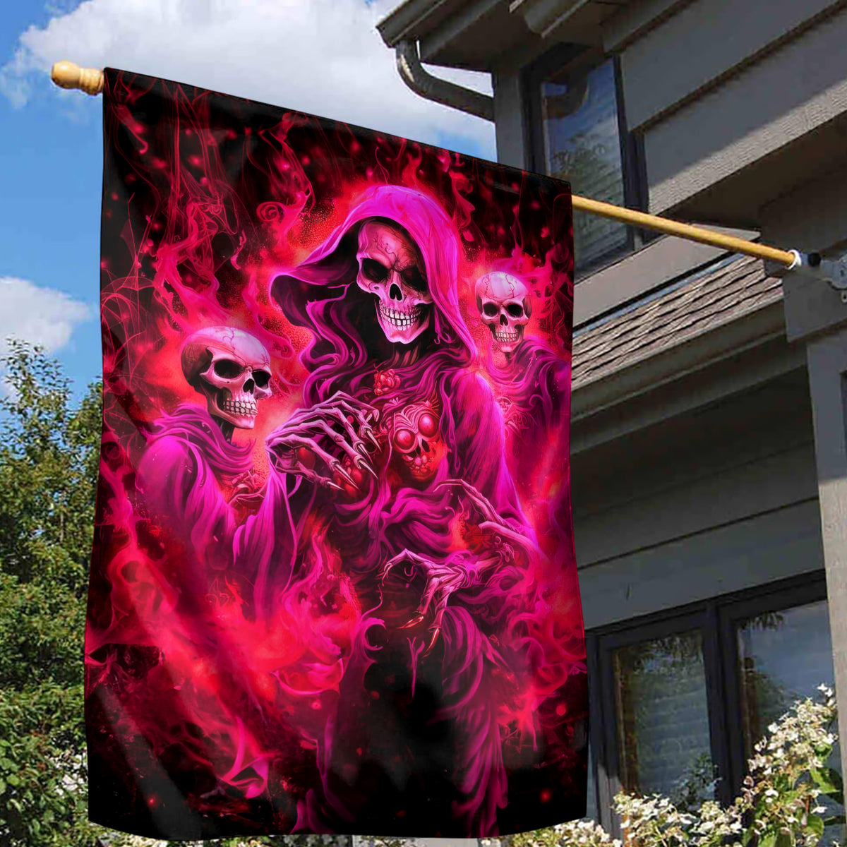 Flame Skull Garden Flag I Have 3 Sides Quite Sweet Funny Crazy And The Side You Never See - Wonder Print Shop