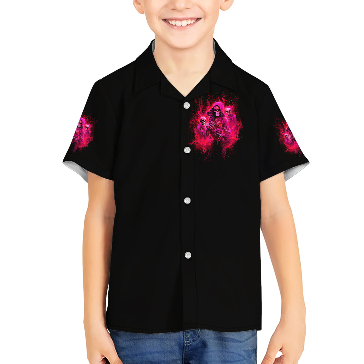 Flame Skull Kid Hawaiian Shirt I Have 3 Sides Quite Sweet Funny Crazy And The Side You Never See - Wonder Print Shop