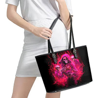 Flame Skull Leather Tote Bag I Have 3 Sides Quite Sweet Funny Crazy And The Side You Never See - Wonder Print Shop