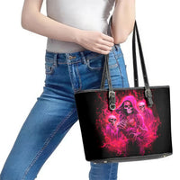Flame Skull Leather Tote Bag I Have 3 Sides Quite Sweet Funny Crazy And The Side You Never See - Wonder Print Shop
