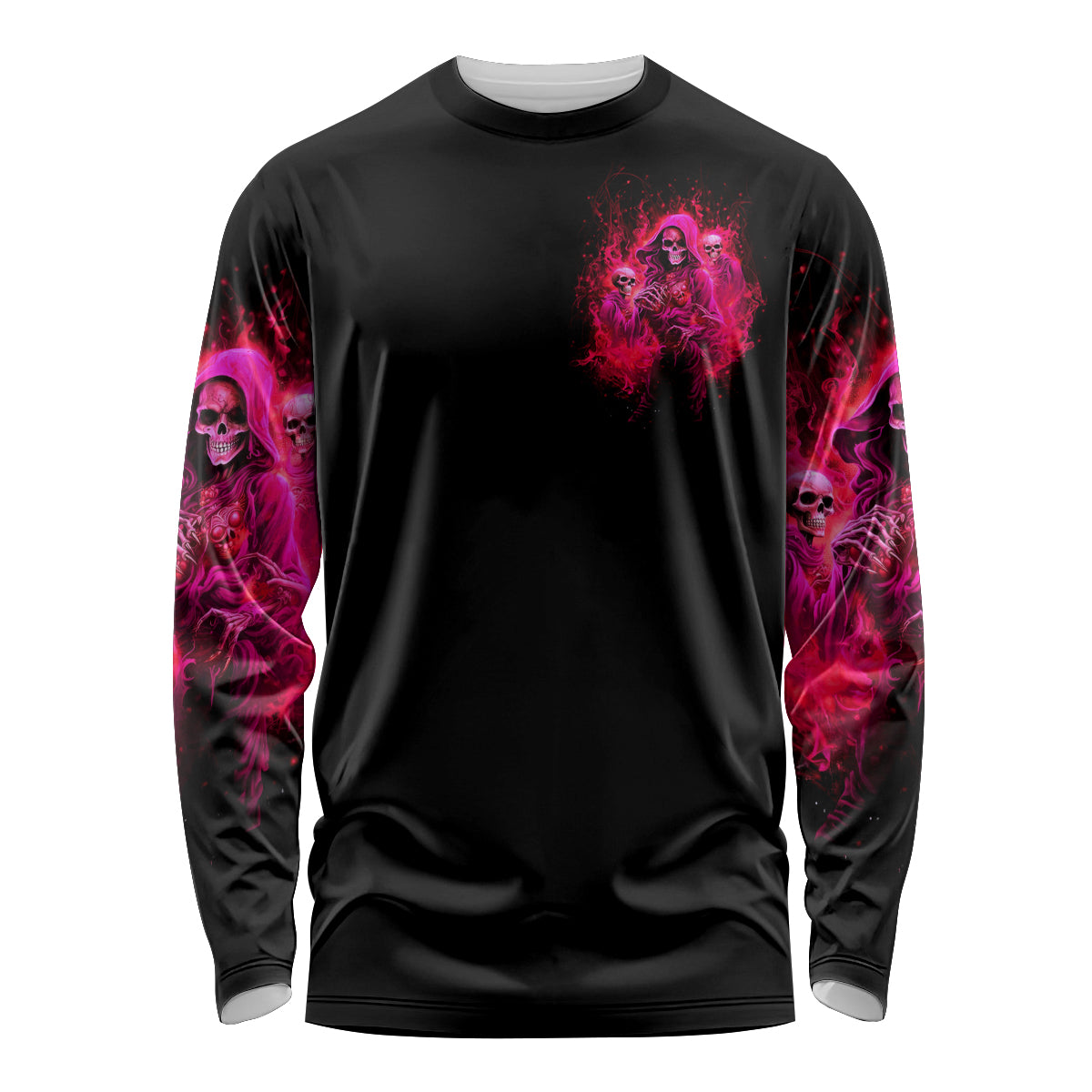 Flame Skull Long Sleeve Shirt I Have 3 Sides Quite Sweet Funny Crazy And The Side You Never See - Wonder Print Shop