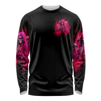 Flame Skull Long Sleeve Shirt I Have 3 Sides Quite Sweet Funny Crazy And The Side You Never See - Wonder Print Shop