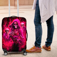 Flame Skull Luggage Cover I Have 3 Sides Quite Sweet Funny Crazy And The Side You Never See - Wonder Print Shop