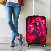 Flame Skull Luggage Cover I Have 3 Sides Quite Sweet Funny Crazy And The Side You Never See - Wonder Print Shop