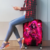 Flame Skull Luggage Cover I Have 3 Sides Quite Sweet Funny Crazy And The Side You Never See - Wonder Print Shop