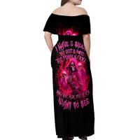 Flame Skull Off Shoulder Maxi Dress I Have 3 Sides Quite Sweet Funny Crazy And The Side You Never See - Wonder Print Shop