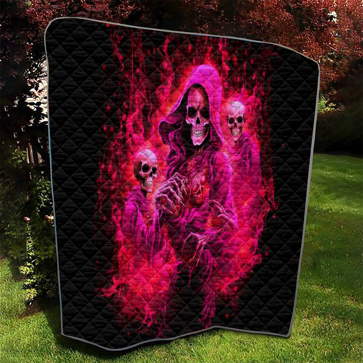 Flame Skull Quilt I Have 3 Sides Quite Sweet Funny Crazy And The Side You Never See - Wonder Print Shop