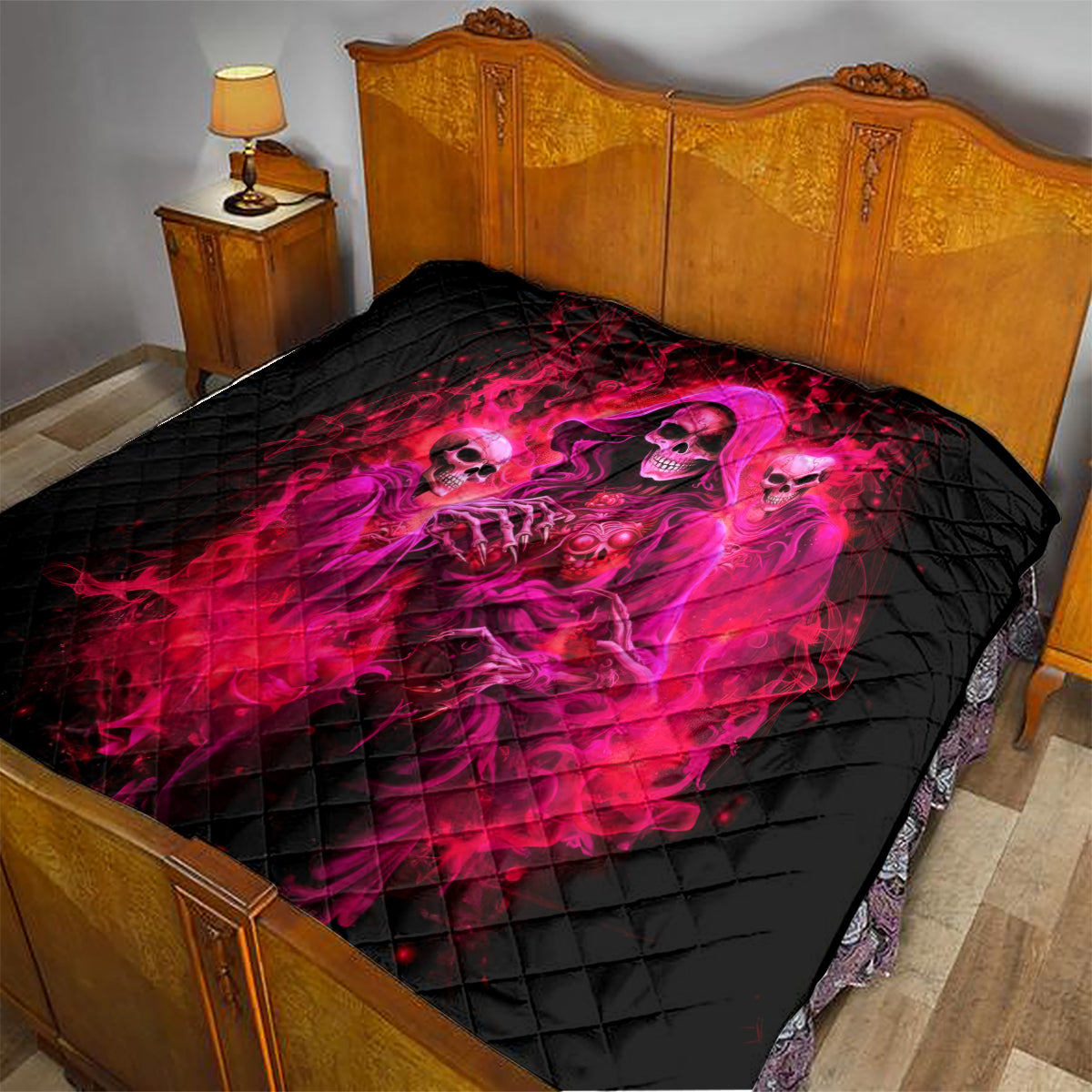 Flame Skull Quilt I Have 3 Sides Quite Sweet Funny Crazy And The Side You Never See - Wonder Print Shop