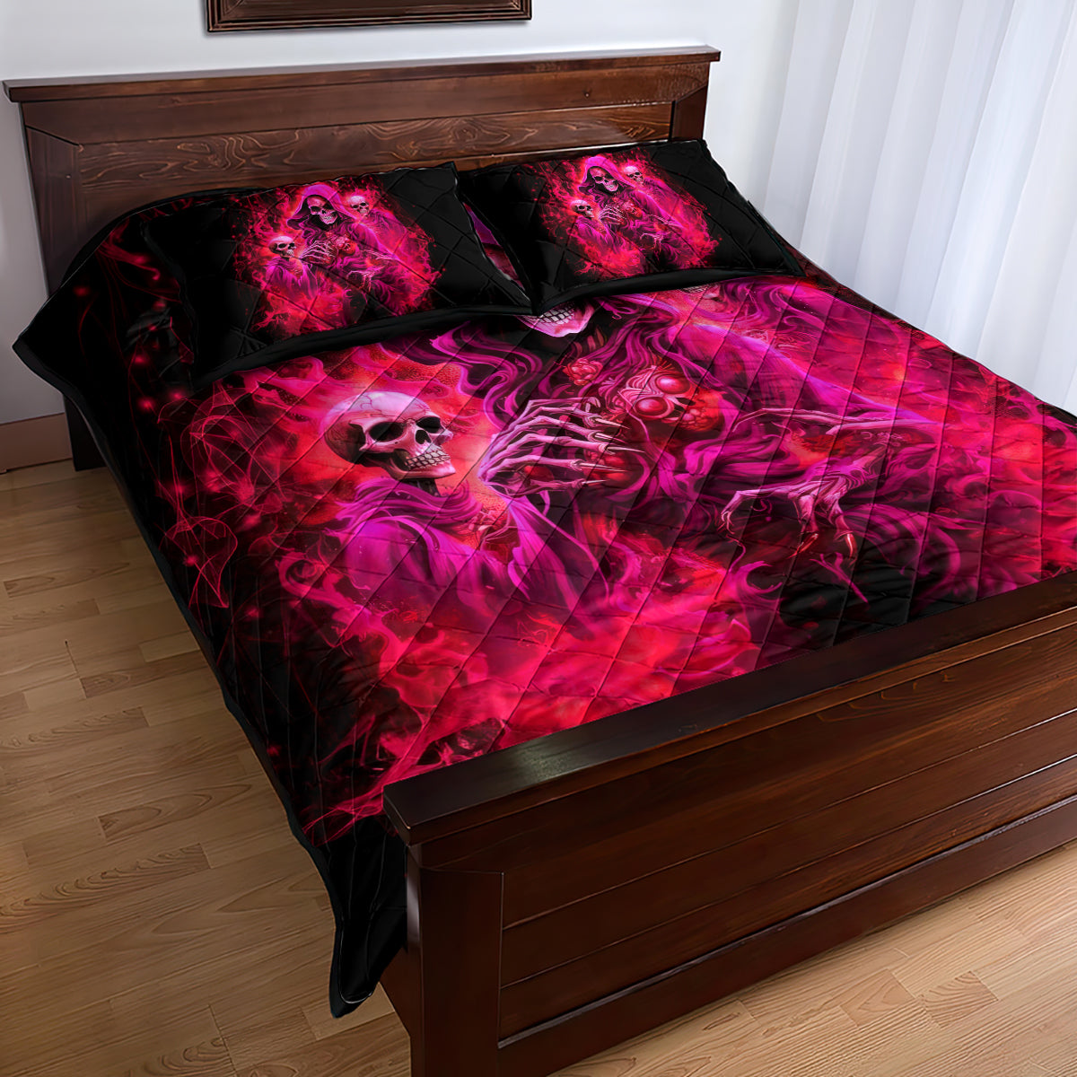 Flame Skull Quilt Bed Set I Have 3 Sides Quite Sweet Funny Crazy And The Side You Never See - Wonder Print Shop