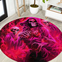 Flame Skull Round Carpet I Have 3 Sides Quite Sweet Funny Crazy And The Side You Never See