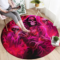 Flame Skull Round Carpet I Have 3 Sides Quite Sweet Funny Crazy And The Side You Never See