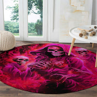 Flame Skull Round Carpet I Have 3 Sides Quite Sweet Funny Crazy And The Side You Never See