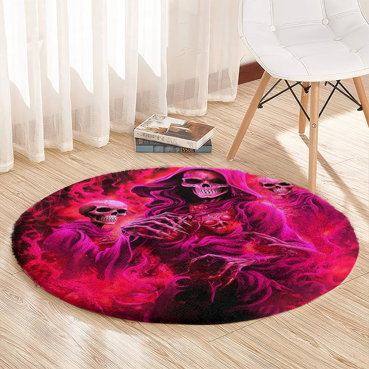 Flame Skull Round Carpet I Have 3 Sides Quite Sweet Funny Crazy And The Side You Never See