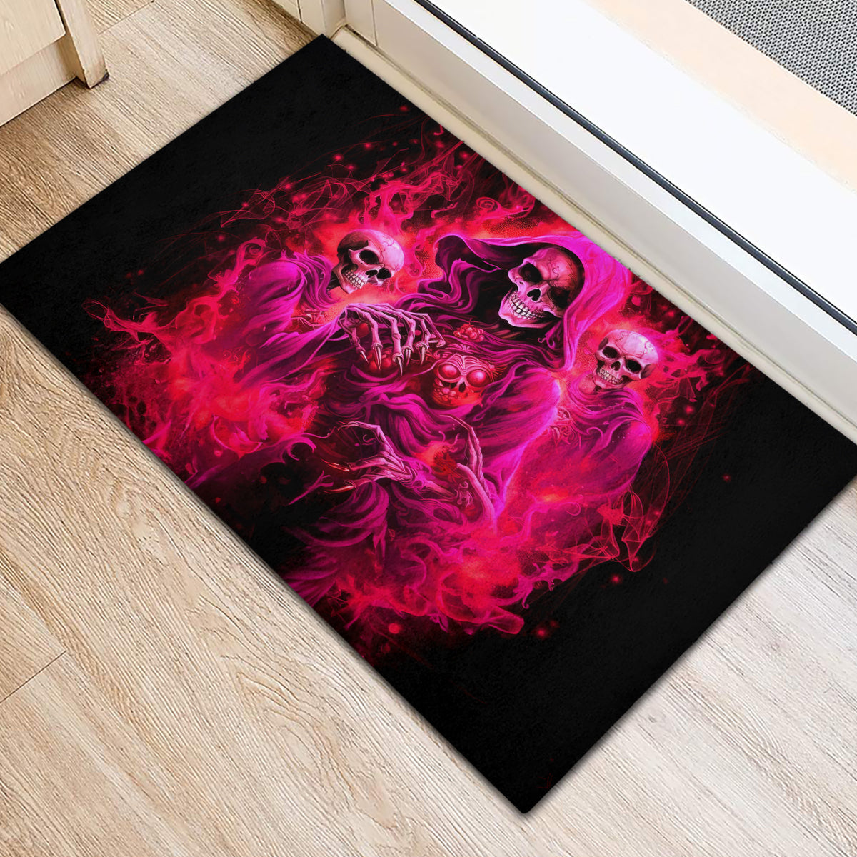 Flame Skull Rubber Doormat I Have 3 Sides Quite Sweet Funny Crazy And The Side You Never See - Wonder Print Shop