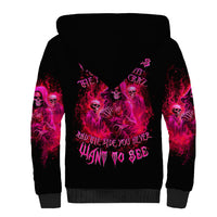 Flame Skull Sherpa Hoodie I Have 3 Sides Quite Sweet Funny Crazy And The Side You Never See - Wonder Print Shop
