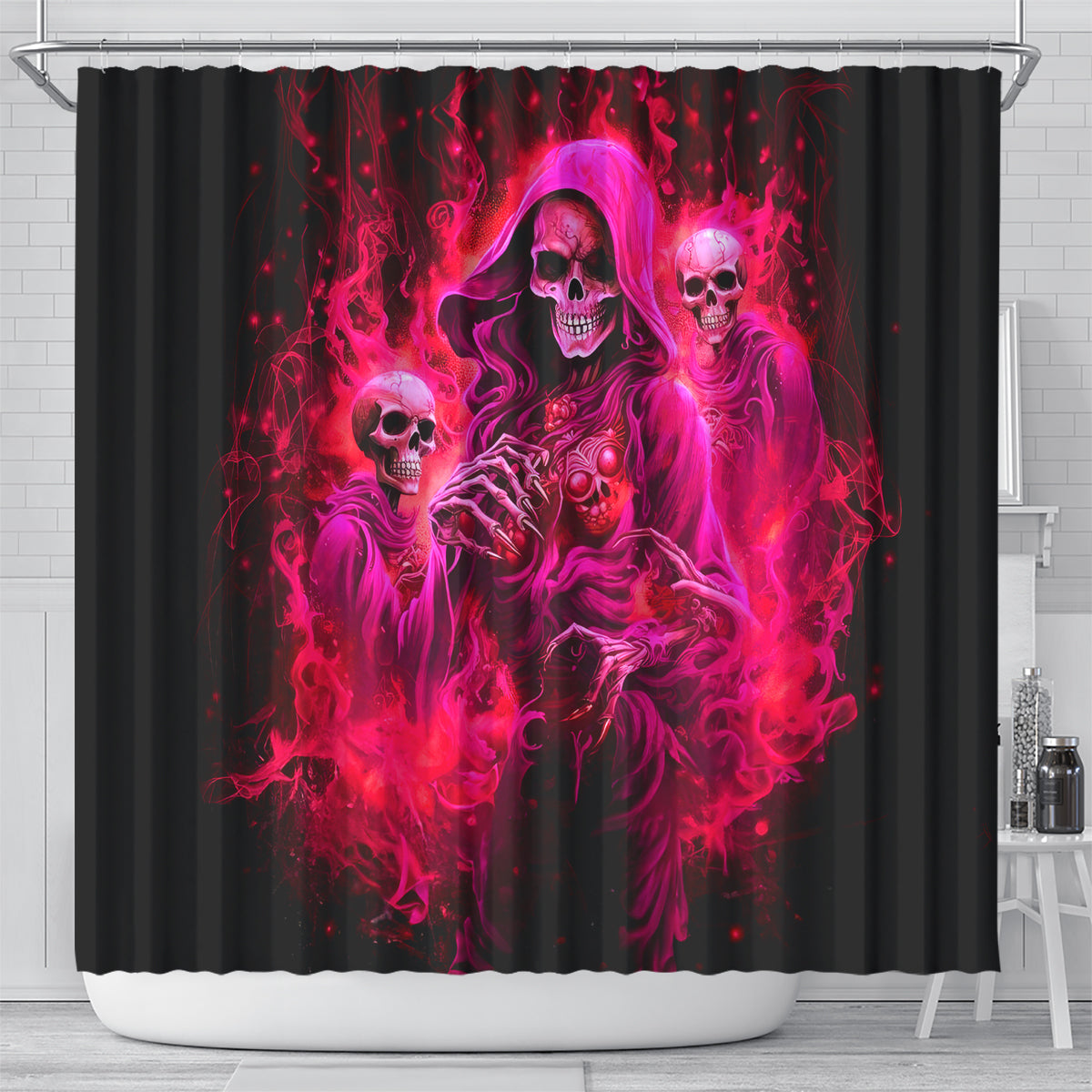 Flame Skull Shower Curtain I Have 3 Sides Quite Sweet Funny Crazy And The Side You Never See
