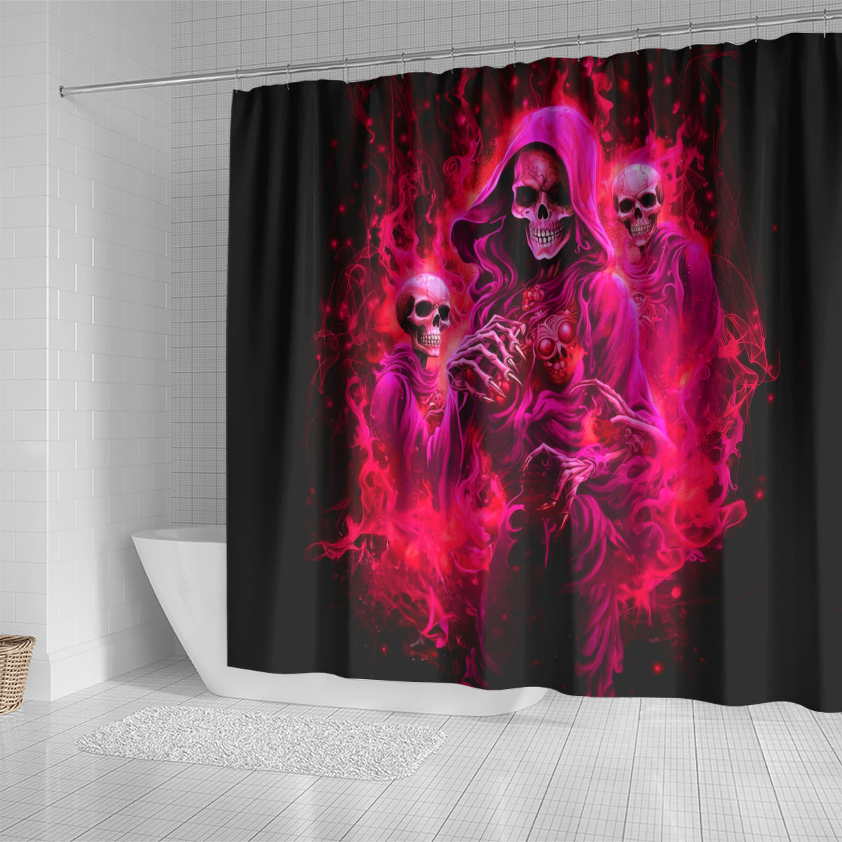 Flame Skull Shower Curtain I Have 3 Sides Quite Sweet Funny Crazy And The Side You Never See