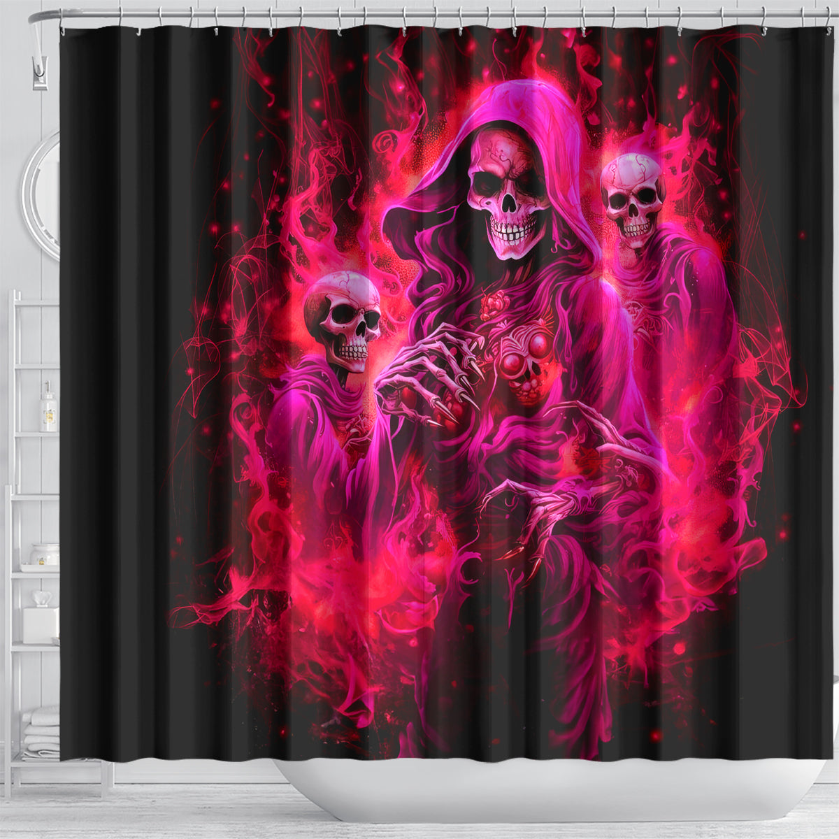Flame Skull Shower Curtain I Have 3 Sides Quite Sweet Funny Crazy And The Side You Never See