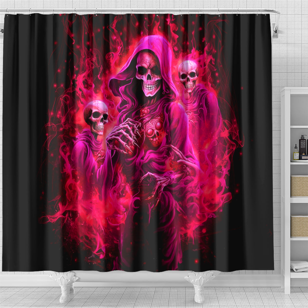 Flame Skull Shower Curtain I Have 3 Sides Quite Sweet Funny Crazy And The Side You Never See