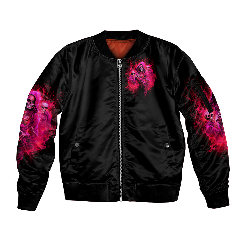 Flame Skull Sleeve Zip Bomber Jacket I Have 3 Sides Quite Sweet Funny Crazy And The Side You Never See - Wonder Print Shop