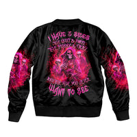 Flame Skull Sleeve Zip Bomber Jacket I Have 3 Sides Quite Sweet Funny Crazy And The Side You Never See - Wonder Print Shop
