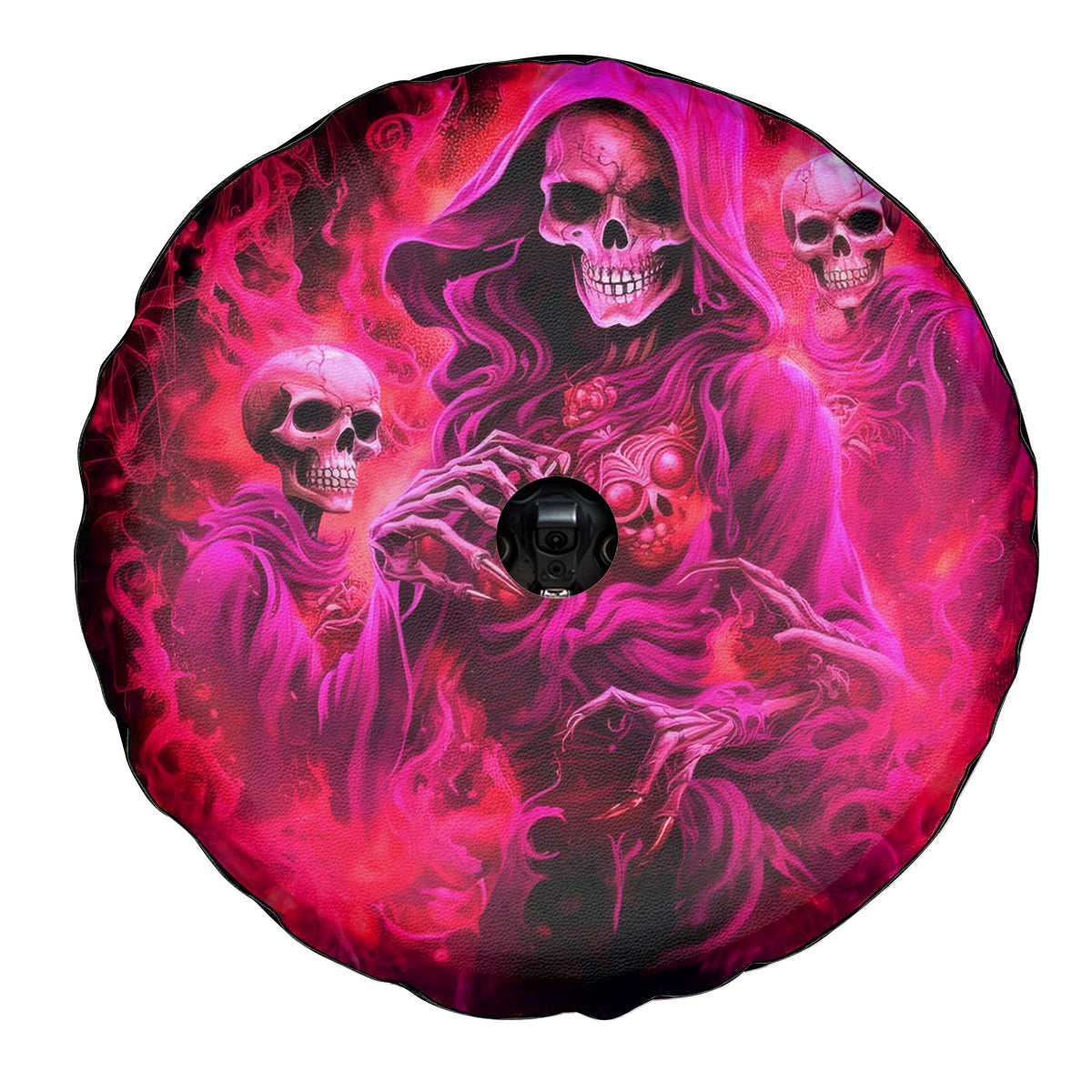 Flame Skull Spare Tire Cover I Have 3 Sides Quite Sweet Funny Crazy And The Side You Never See - Wonder Print Shop