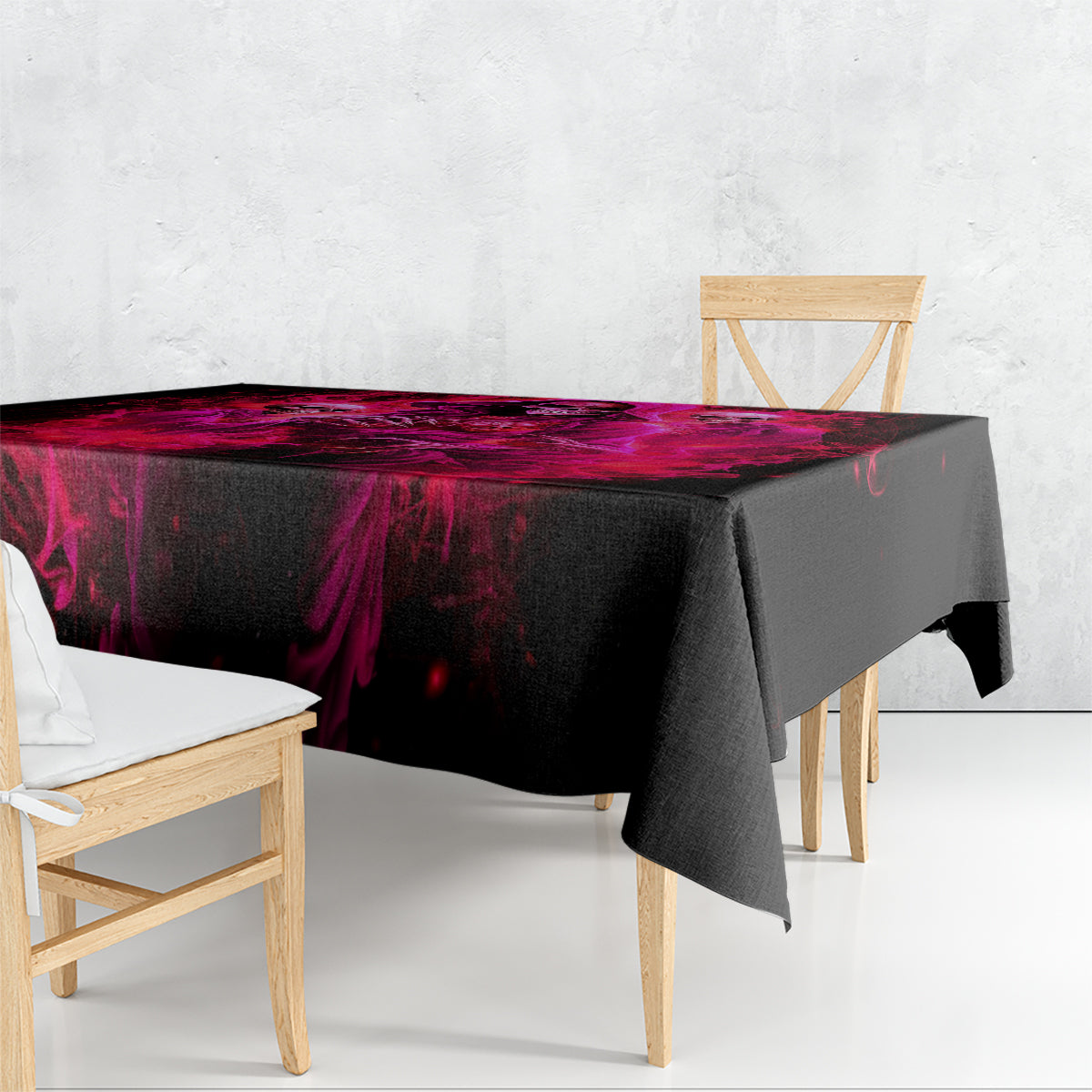 Flame Skull Tablecloth I Have 3 Sides Quite Sweet Funny Crazy And The Side You Never See - Wonder Print Shop