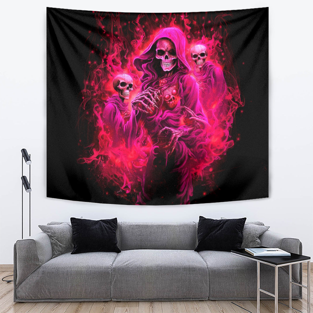 Flame Skull Tapestry I Have 3 Sides Quite Sweet Funny Crazy And The Side You Never See - Wonder Print Shop