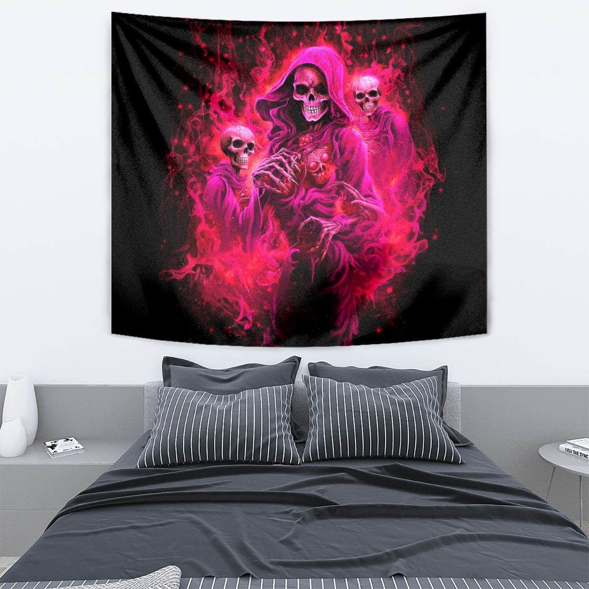 Flame Skull Tapestry I Have 3 Sides Quite Sweet Funny Crazy And The Side You Never See - Wonder Print Shop