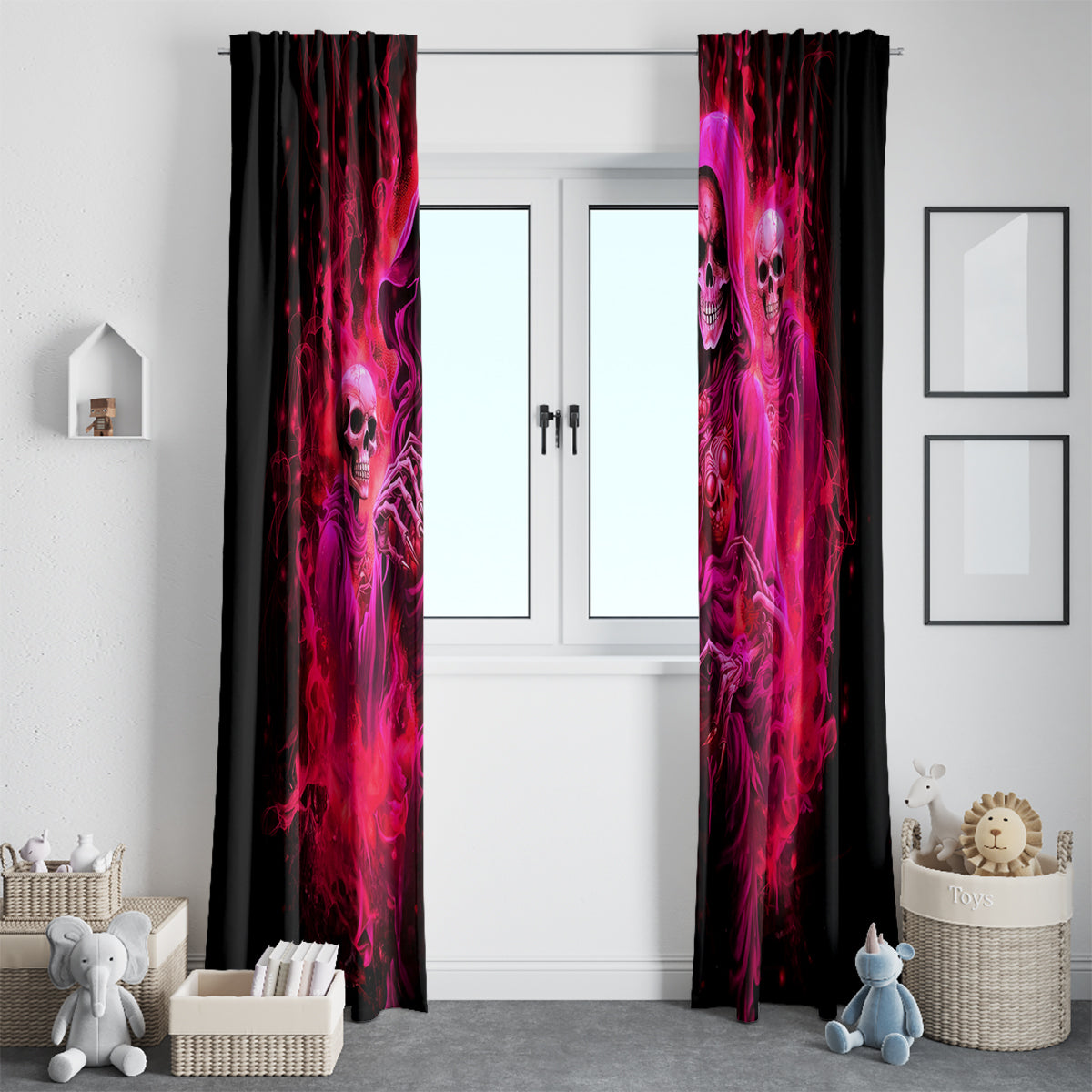 Flame Skull Window Curtain I Have 3 Sides Quite Sweet Funny Crazy And The Side You Never See - Wonder Print Shop