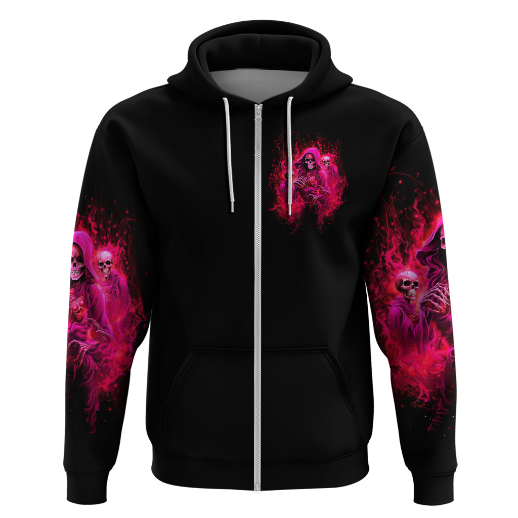 Flame Skull Zip Hoodie I Have 3 Sides Quite Sweet Funny Crazy And The Side You Never See - Wonder Print Shop