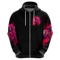 Flame Skull Zip Hoodie I Have 3 Sides Quite Sweet Funny Crazy And The Side You Never See - Wonder Print Shop