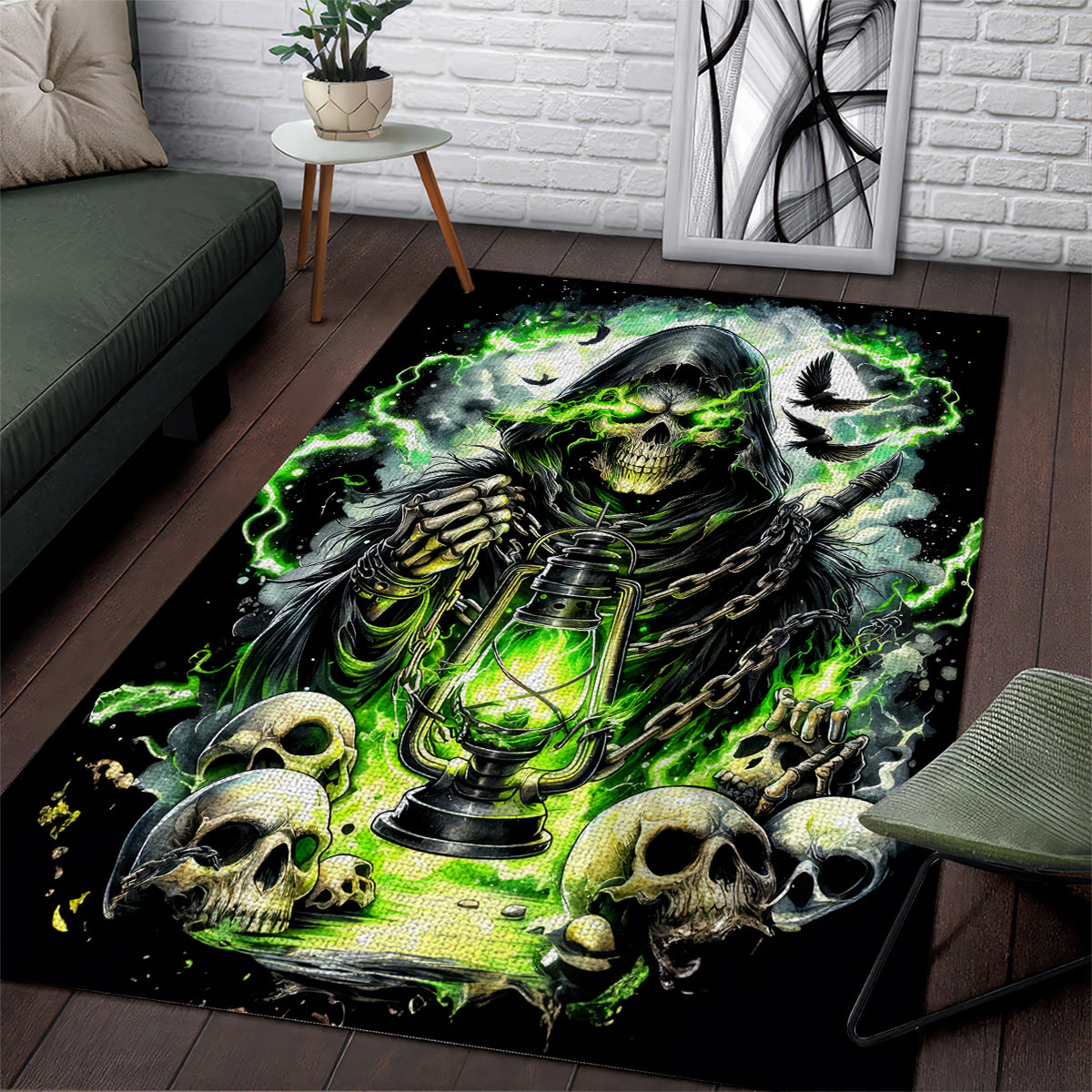 Reaper Skull Area Rug I Think I Was Designed To Be Alone - Wonder Print Shop