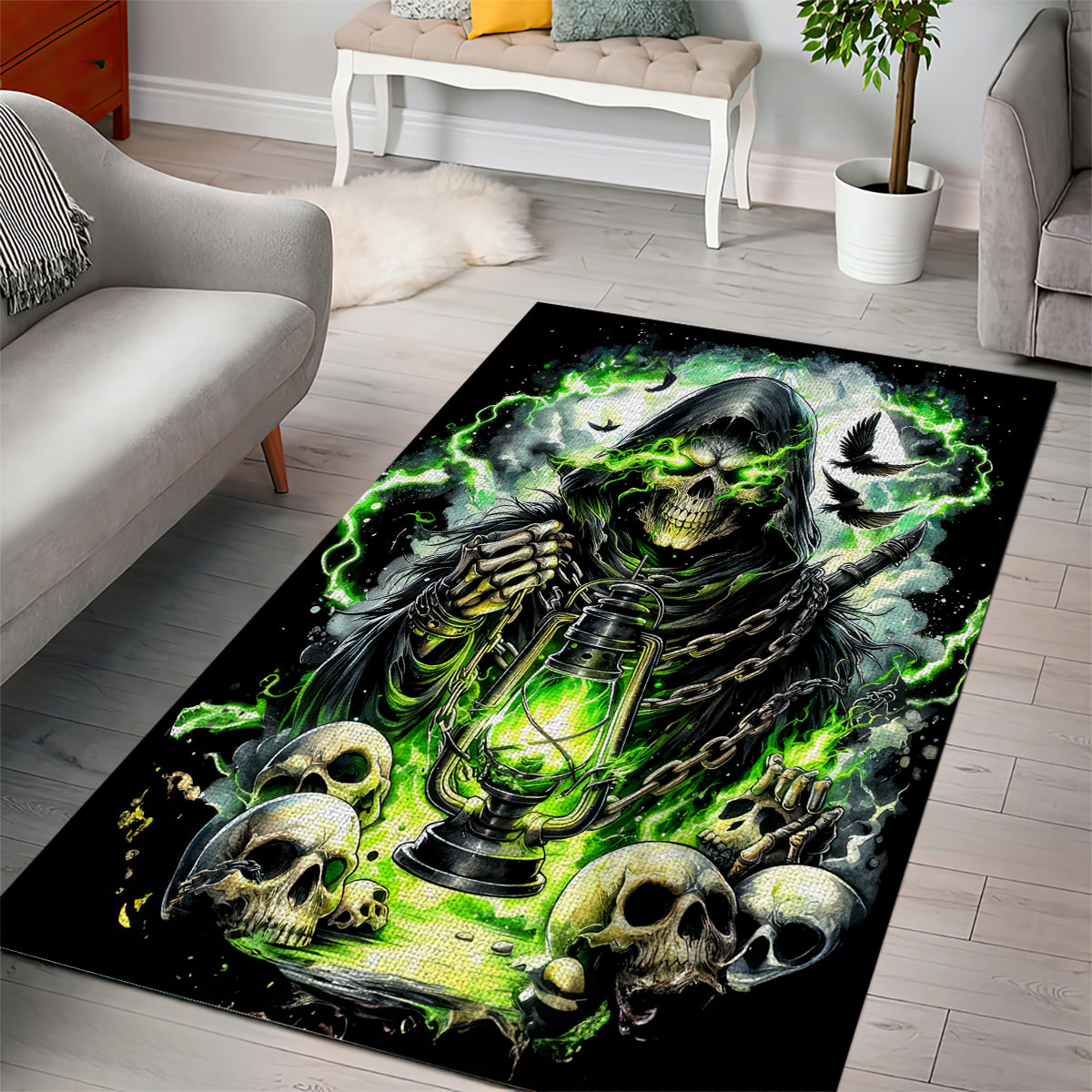 Reaper Skull Area Rug I Think I Was Designed To Be Alone - Wonder Print Shop