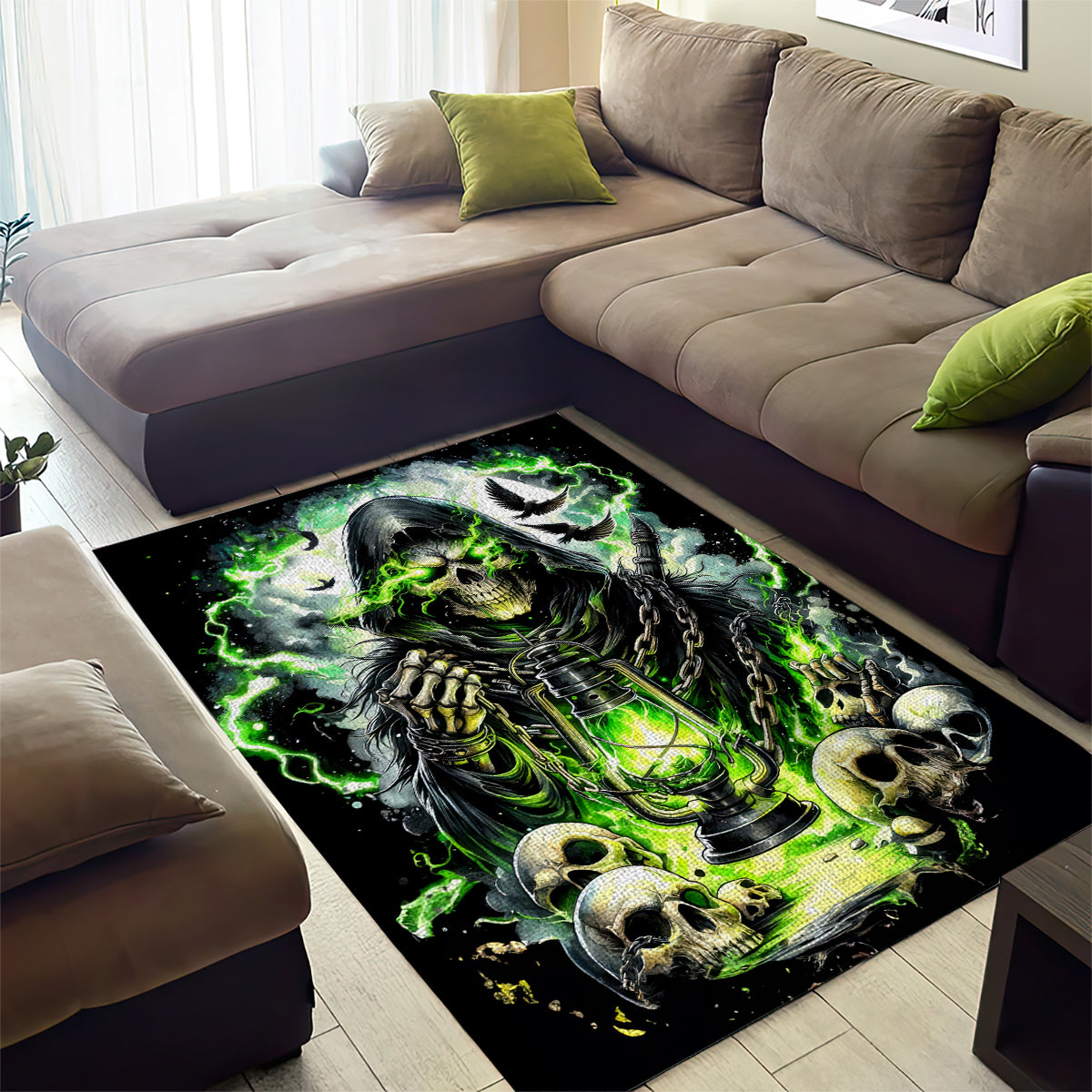 Reaper Skull Area Rug I Think I Was Designed To Be Alone - Wonder Print Shop