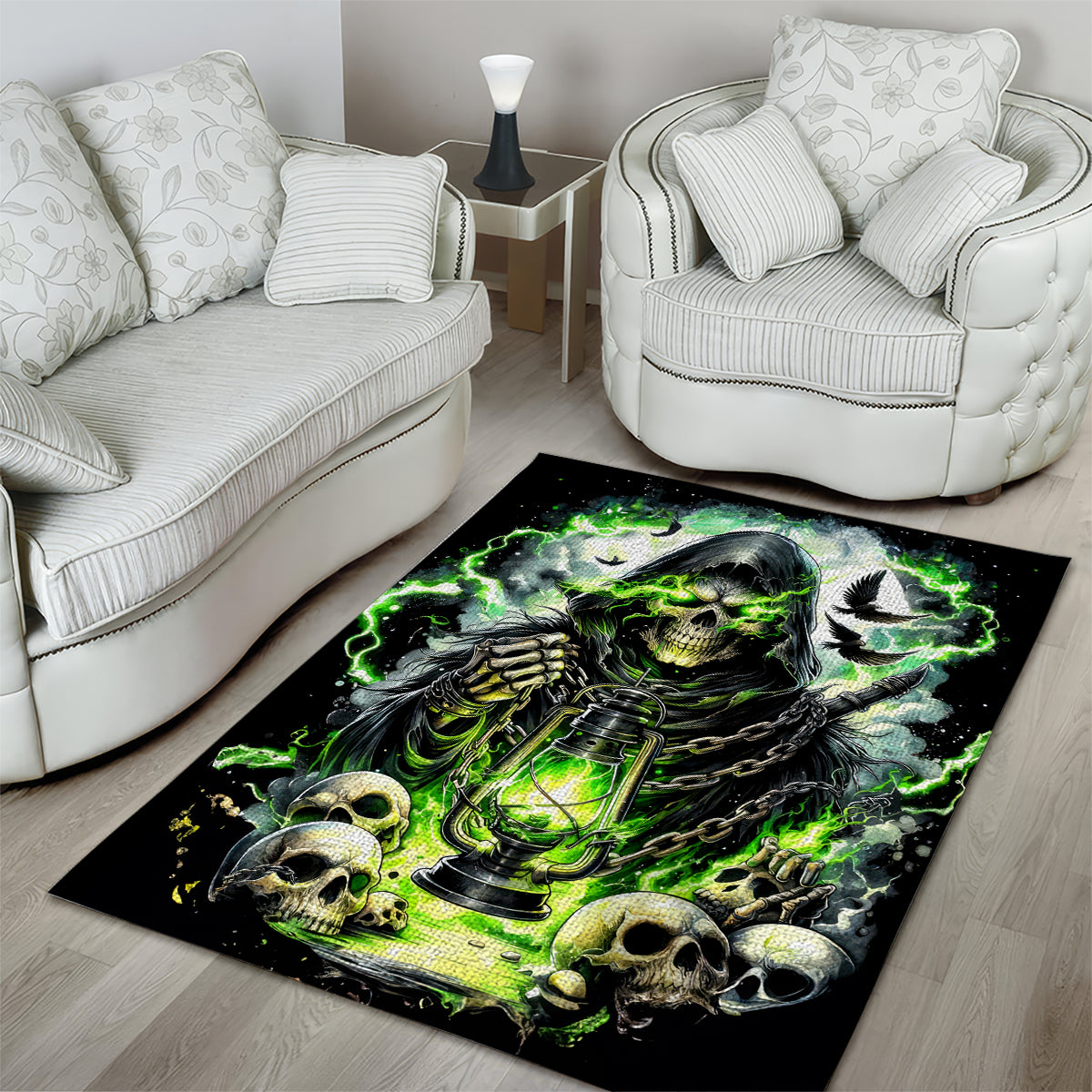 Reaper Skull Area Rug I Think I Was Designed To Be Alone - Wonder Print Shop